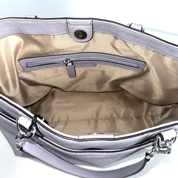 NWT Calvin Klein Women’s Lilac Havana Lavender Tote Bag Shoulder Leather Handbag - Picture 6 of 9